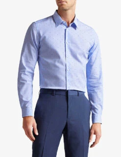 Ted Baker Calatss Slim-fit Cotton Shirt -Outlet Daily Tops Store R04003273 BLUE ALT02