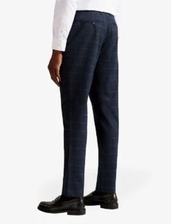 Ted Baker Kimbar Check-design Wool Trousers -Outlet Daily Tops Store R04004482 NAVY ALT03