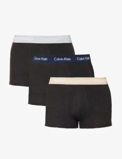 Calvin Klein Branded-waistband Pack Of 3 Stretch-cotton Trunks