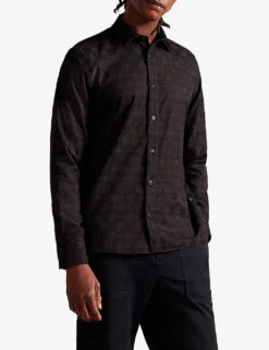 Ted Baker Zunray Check-print Regular-fit Woven Shirt -Outlet Daily Tops Store R04010873 BLACK ALT02