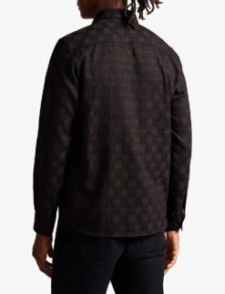 Ted Baker Zunray Check-print Regular-fit Woven Shirt -Outlet Daily Tops Store R04010873 BLACK ALT03