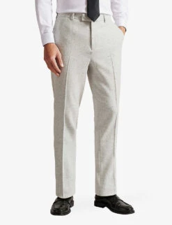 Ted Baker Aclaret Camburn-fit Donegal Wool Trousers 6 Ted Baker Aclaret Camburn-fit Donegal Wool Trousers -Outlet Daily Tops Store R04011154 GREYMARL ALT02
