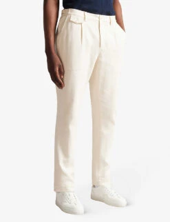 Ted Baker Halden Tapered-leg Mid-rise Cotton-blend Trousers -Outlet Daily Tops Store R04011357 NATURAL ALT02