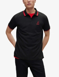 Looney Tunes X BOSS Bugs Bunny Logo Cotton-jersey Polo Shirt -Outlet Daily Tops Store R04049095 BLACK ALT02