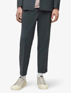 AllSaints Berto Relaxed-fit Cropped-length Wool Trousers -Outlet Daily Tops Store R04053533 SMOKEBLUE ALT02