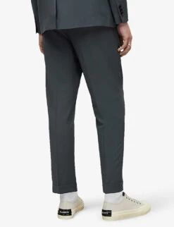 AllSaints Berto Relaxed-fit Cropped-length Wool Trousers -Outlet Daily Tops Store R04053533 SMOKEBLUE ALT03