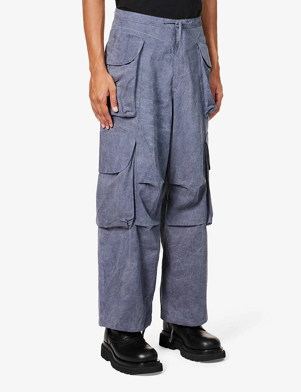 Gocar Pocketed Regular-fit Wide-leg Cotton-blend Cargo Trousers 3 Gocar Pocketed Regular-fit Wide-leg Cotton-blend Cargo Trousers - Image 3