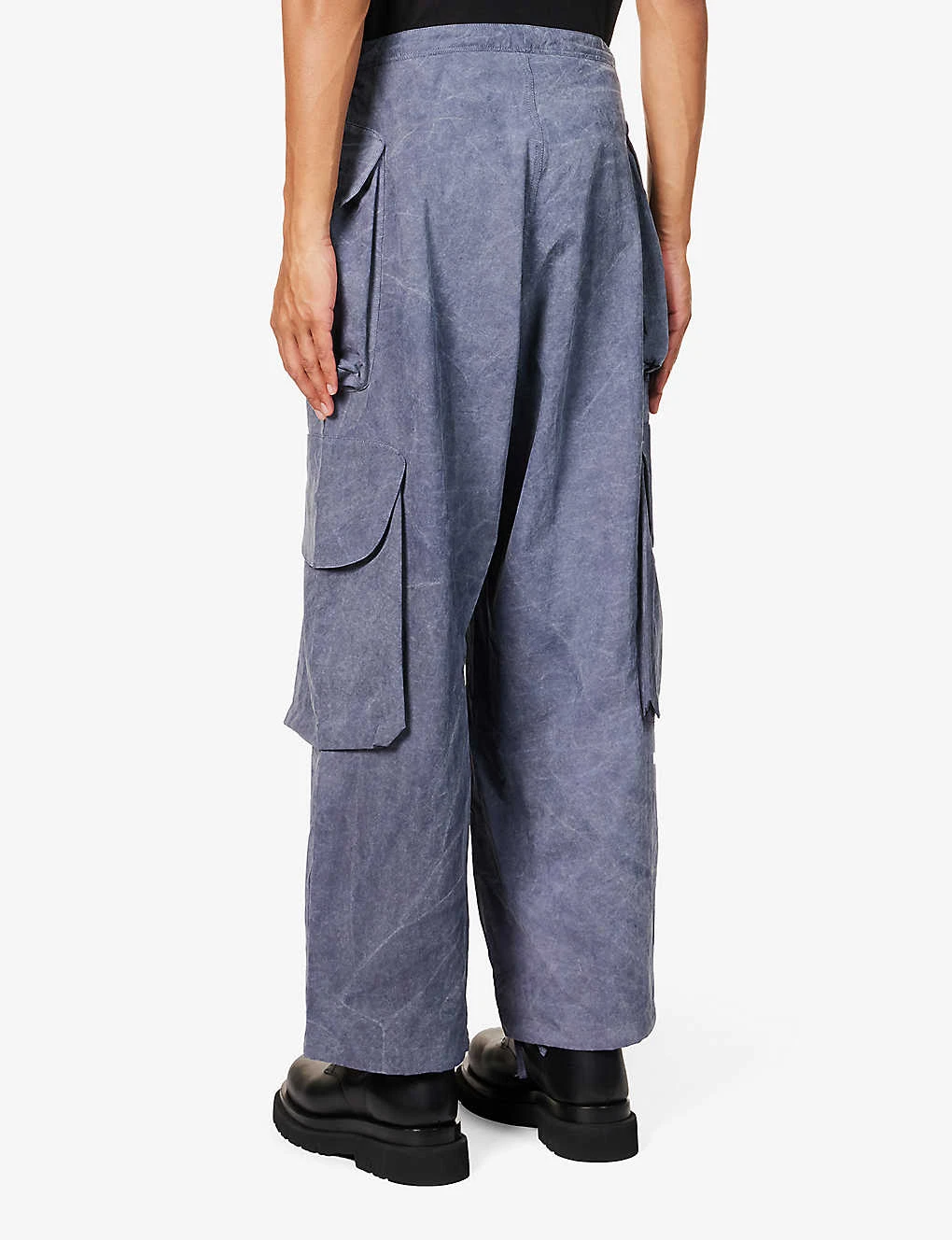 Gocar Pocketed Regular-fit Wide-leg Cotton-blend Cargo Trousers 4 Gocar Pocketed Regular-fit Wide-leg Cotton-blend Cargo Trousers - Image 4