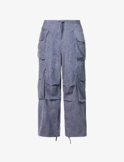 Gocar Pocketed Regular-fit Wide-leg Cotton-blend Cargo Trousers