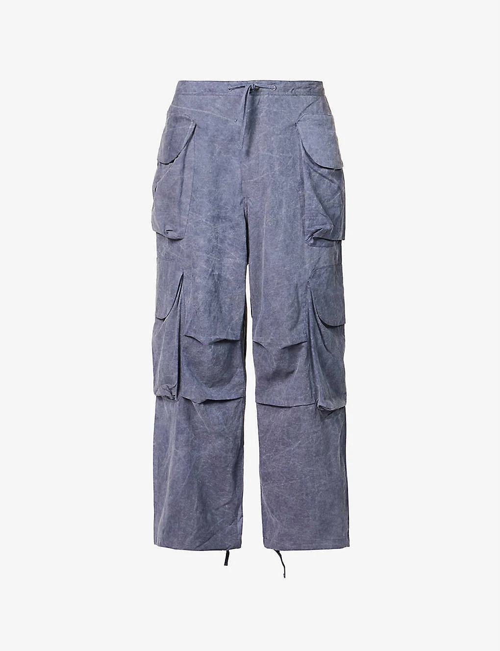 Gocar Pocketed Regular-fit Wide-leg Cotton-blend Cargo Trousers 1 Gocar Pocketed Regular-fit Wide-leg Cotton-blend Cargo Trousers