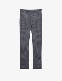 Reiss Leadenhall Dogtooth Straight-leg Mid-rise Wool Trousers