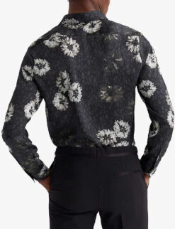 Reiss Evie Floral-print Recycled Polyester-blend Shirt 8 Reiss Evie Floral-print Recycled Polyester-blend Shirt -Outlet Daily Tops Store R04068340 BLACKWHITE ALT03