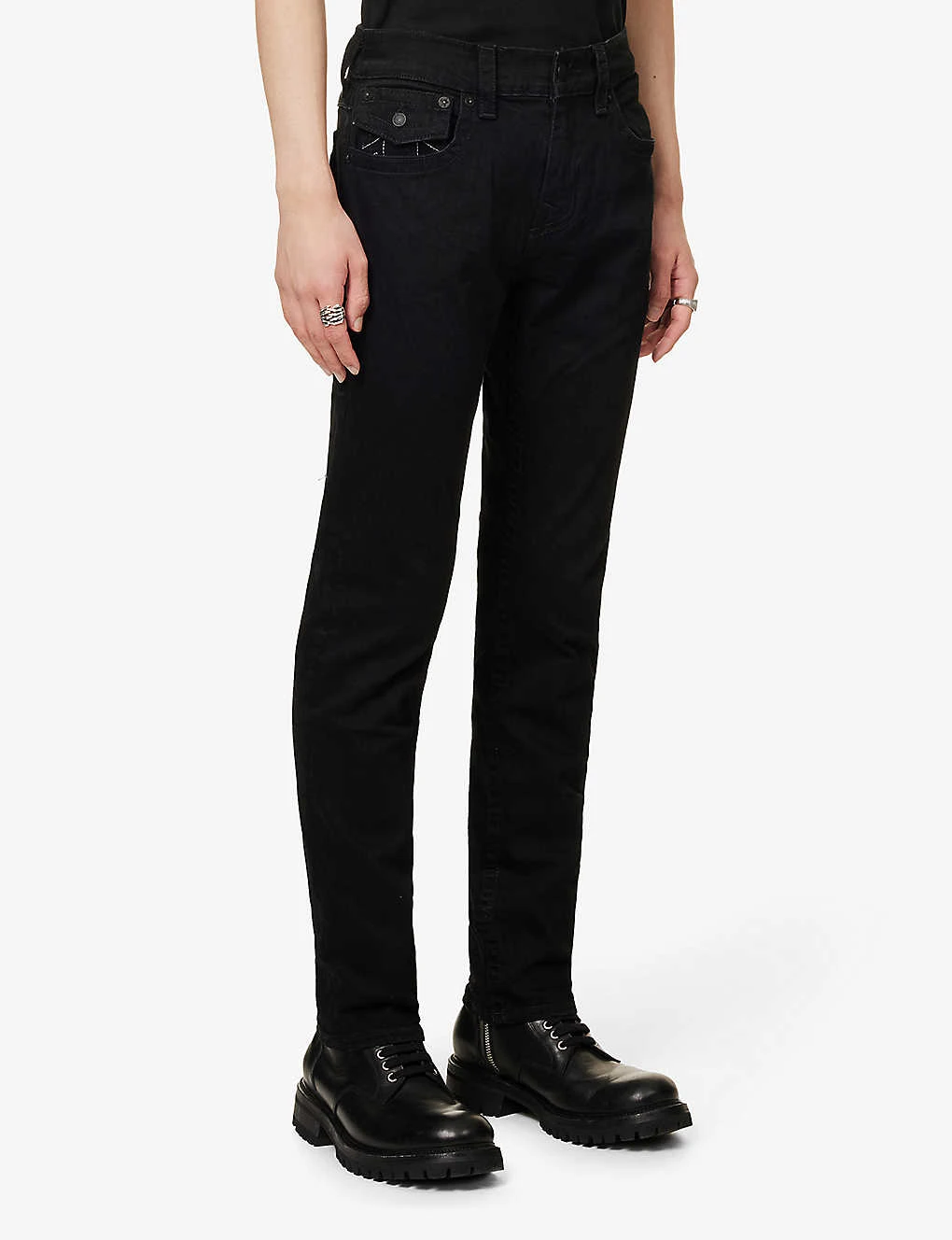 True Religion Rocco Flap Straight-fit Stretch Cotton-blend Denim Jeans 3 True Religion Rocco Flap Straight-fit Stretch Cotton-blend Denim Jeans - Image 3