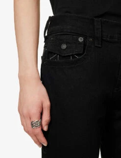 True Religion Rocco Flap Straight-fit Stretch Cotton-blend Denim Jeans 11 True Religion Rocco Flap Straight-fit Stretch Cotton-blend Denim Jeans -Outlet Daily Tops Store R04070604 BODYRINSEBLACK ALT05