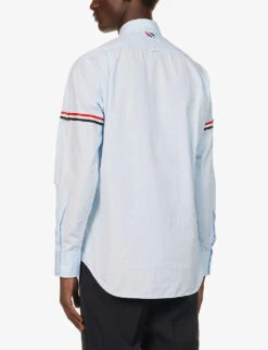 Grosgrain-trim Regular-fit Cotton-poplin Shirt 9 Grosgrain-trim Regular-fit Cotton-poplin Shirt -Outlet Daily Tops Store R04077639 LIGHTBLUE ALT03