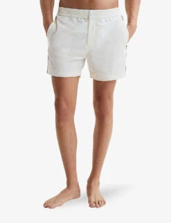 Reiss Jesse Elasticated-waist Side-stripe Stretch-woven Swim Shorts 9 Reiss Jesse Elasticated-waist Side-stripe Stretch-woven Swim Shorts -Outlet Daily Tops Store R04080321 WHITE ALT04