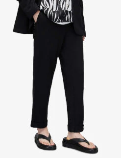 AllSaints Helm Cropped Tapered-leg Stretch-woven Trousers -Outlet Daily Tops Store R04080478 BLACK ALT02