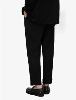 AllSaints Helm Cropped Tapered-leg Stretch-woven Trousers -Outlet Daily Tops Store R04080478 BLACK ALT03