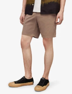 AllSaints Neiva Mid-rise Cotton-blend Shorts -Outlet Daily Tops Store R04081366 EARTHYBROWN ALT02