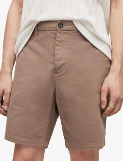 AllSaints Neiva Mid-rise Cotton-blend Shorts -Outlet Daily Tops Store R04081366 EARTHYBROWN ALT04