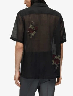 AllSaints Wildrose Relaxed-fit Organic-cotton Shirt -Outlet Daily Tops Store R04081378 JETBLACK ALT03