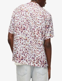 AllSaints Leado Animal-print Relaxed-fit Woven Shirt -Outlet Daily Tops Store R04081410 CALAWHITE ALT03
