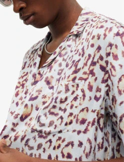 AllSaints Leado Animal-print Relaxed-fit Woven Shirt -Outlet Daily Tops Store R04081410 CALAWHITE ALT04