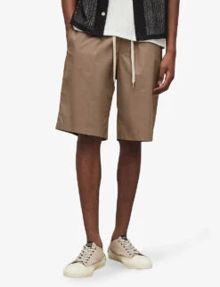 AllSaints Canta Regular-fit Mid-rise Cotton Shorts -Outlet Daily Tops Store R04082448 EARTHYBROWN ALT02