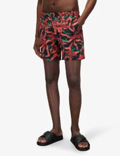 AllSaints Mesquida Graphic-print Drawstring Woven Shorts 7 AllSaints Mesquida Graphic-print Drawstring Woven Shorts -Outlet Daily Tops Store R04082488 JETBLKRED ALT02