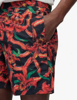 AllSaints Mesquida Graphic-print Drawstring Woven Shorts 9 AllSaints Mesquida Graphic-print Drawstring Woven Shorts -Outlet Daily Tops Store R04082488 JETBLKRED ALT04