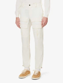 ELEVENTY Flap-pocket Tapered-leg Cotton Trousers -Outlet Daily Tops Store R04082539 WHITE ALT02