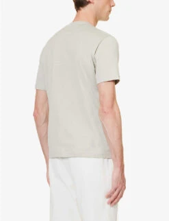 ELEVENTY Contrast-trim Patch-pocket Cotton-jersey T-shirt -Outlet Daily Tops Store R04082547 SAGEANDLIGHTGRAY ALT03