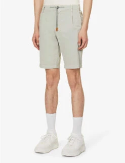 ELEVENTY Drawstring-waist Mid-rise Stretch-cotton Shorts -Outlet Daily Tops Store R04083795 MILITARYGREEN ALT02