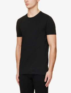 Falke Regular-fit Crewneck Stretch-cotton T-shirt 7 Falke Regular-fit Crewneck Stretch-cotton T-shirt -Outlet Daily Tops Store R04086476 BLACK ALT02
