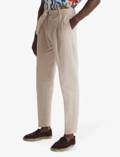 Reiss Trail Regular-fit Tapered-leg Cotton-blend Trousers 6 Reiss Trail Regular-fit Tapered-leg Cotton-blend Trousers -Outlet Daily Tops Store R04086975 OATMEAL ALT02