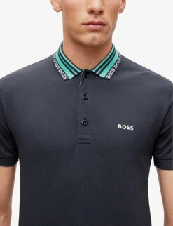 Boss Athleisure Logo-print Cotton Polo Shirt -Outlet Daily Tops Store R04087159 DARKBLUE ALT04