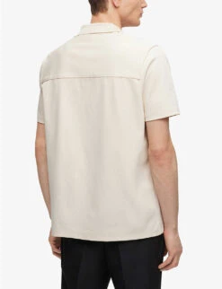 Boss Regular-fit Short-sleeved Cotton-blend Jersey Shirt 8 Boss Regular-fit Short-sleeved Cotton-blend Jersey Shirt -Outlet Daily Tops Store R04093177 OPENWHITE ALT03