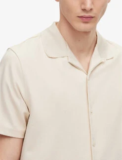 Boss Regular-fit Short-sleeved Cotton-blend Jersey Shirt 9 Boss Regular-fit Short-sleeved Cotton-blend Jersey Shirt -Outlet Daily Tops Store R04093177 OPENWHITE ALT04