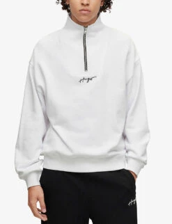 Hugo Leisure Brand-embroidered Cotton Sweatshirt 7 Hugo Leisure Brand-embroidered Cotton Sweatshirt -Outlet Daily Tops Store R04093190 WHITE ALT02