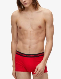 Hugo Logo-waistband Pack Of Three Stretch-cotton Boxers 6 Hugo Logo-waistband Pack Of Three Stretch-cotton Boxers -Outlet Daily Tops Store R04093670 BRIGHTRED ALT02