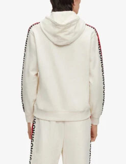 Hugo Logo-print Striped-trim Cotton-terry Hoody 8 Hugo Logo-print Striped-trim Cotton-terry Hoody -Outlet Daily Tops Store R04093678 OPENWHITE ALT03