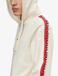 Hugo Logo-print Striped-trim Cotton-terry Hoody 9 Hugo Logo-print Striped-trim Cotton-terry Hoody -Outlet Daily Tops Store R04093678 OPENWHITE ALT04