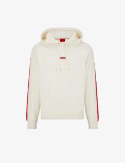 Hugo Logo-print Striped-trim Cotton-terry Hoody