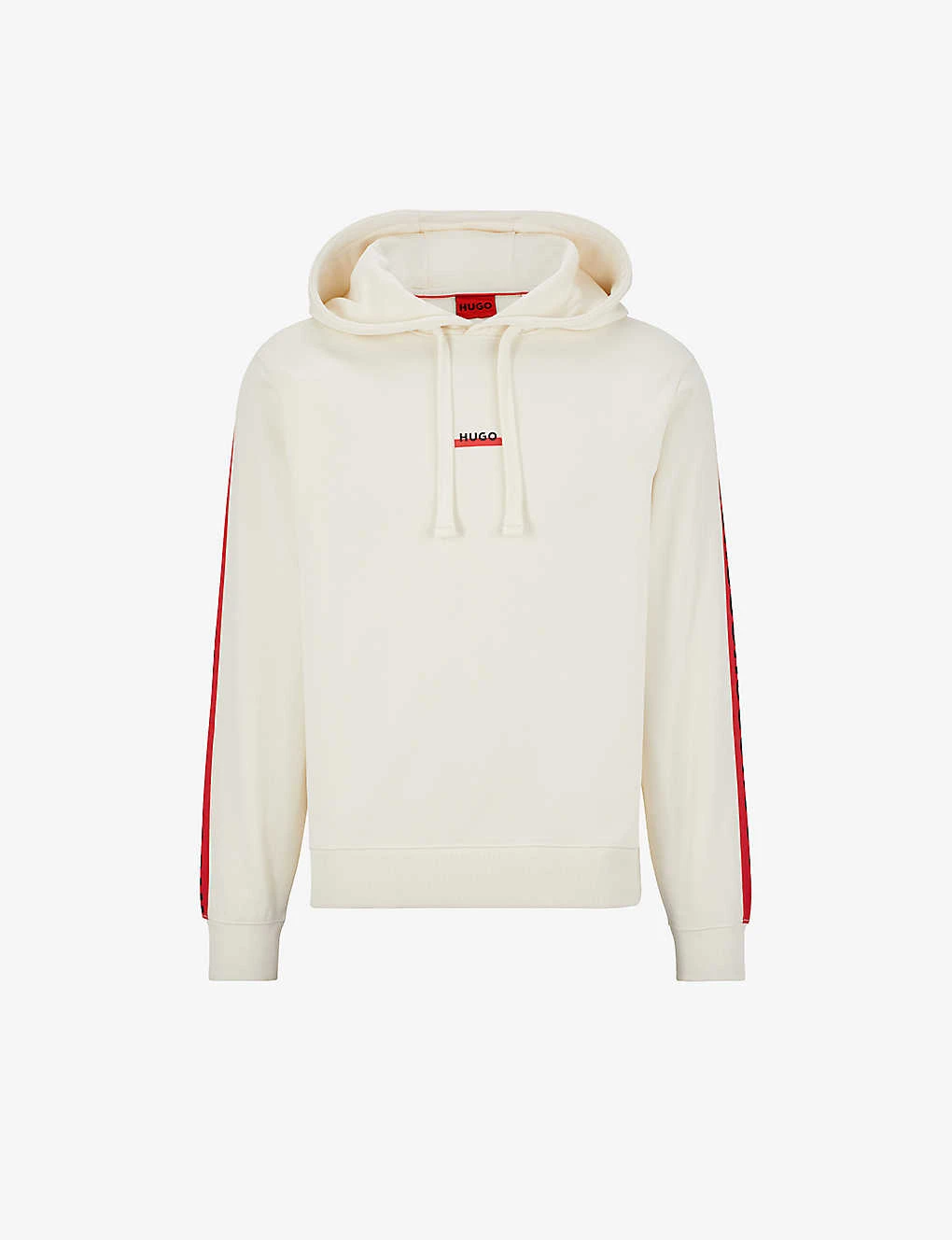 Hugo Logo-print Striped-trim Cotton-terry Hoody 1 Hugo Logo-print Striped-trim Cotton-terry Hoody