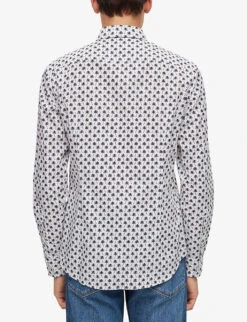 Hugo Graphic-print Slim-fit Cotton-poplin Shirt -Outlet Daily Tops Store R04093684 OPENWHITE ALT03