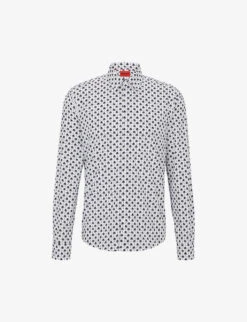 Outlet Daily Tops Store 20 Hugo Graphic-print Slim-fit Cotton-poplin Shirt