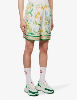 Casablanca L'Arche Fleure Graphic-print Regular-fit Silk Shorts 7 Casablanca L'Arche Fleure Graphic-print Regular-fit Silk Shorts -Outlet Daily Tops Store R04099477 LEARCHEFLEURIE ALT02