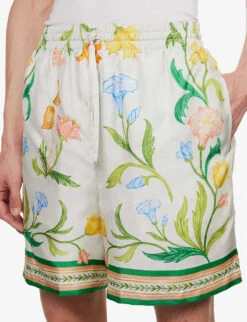 Casablanca L'Arche Fleure Graphic-print Regular-fit Silk Shorts 9 Casablanca L'Arche Fleure Graphic-print Regular-fit Silk Shorts -Outlet Daily Tops Store R04099477 LEARCHEFLEURIE ALT04