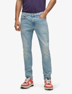 Hugo Logo-patch Extra Slim-fit Stretch-denim Jeans -Outlet Daily Tops Store R04100913 TURQUOISEAQUA ALT02