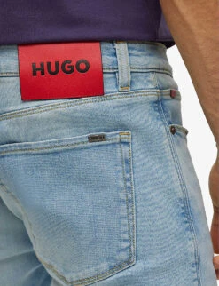 Hugo Logo-patch Extra Slim-fit Stretch-denim Jeans -Outlet Daily Tops Store R04100913 TURQUOISEAQUA ALT04